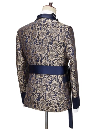 2 Piece Dinner Paisley Tuxedo Suit Double Breasted Shawl Lapel Blazer Jacket with Belt Pants Sets for Wedding Prom4