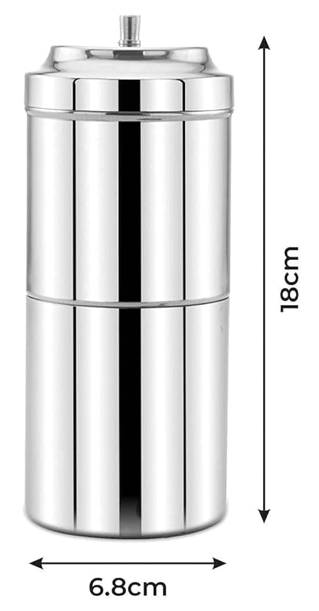 Image of Stainless Steel South Indian Coffee Filter, 304 Grade Metal Traditional Coffee Maker for Home Use (200, Milliliters)
