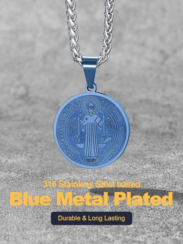 Image of U7 Saint Michael Necklace for Men,Stainless Steel /18K Gold Plated St Michael Archangel /Saint Benedict /Saint Christopher Pendant Amulet Necklace for Men Women