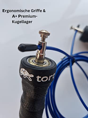Foto von Tortoiz Springseilmatte mit Sprungseil, kompaktes Fitness Set für Sport, Gymnastik, Yoga, Seilspringen - gelenkschonend, rutschfest, stoßdämpfend - 140 x 61 x 0,8 cm
