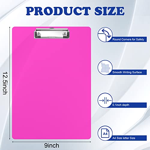 6 Pack Plastic Clipboards,Clip Boards with Low Profile Clip,Standard A4 Letter Size Clipboard,Hangable Small Clipboard,Memo Clipboards for Office, School,Multiple Color Clip Board,12.5\'\' x 9\'\'