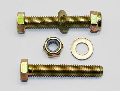 Image of M8 x 50mm Hex Head Bolt by Color Galvanization with Nylon Lock nut and Big Size Washer Assortment Kit,Alloy Steel,Grade 8.8.(8pcs Pack),Shear pin for Bush hog SQ600.
