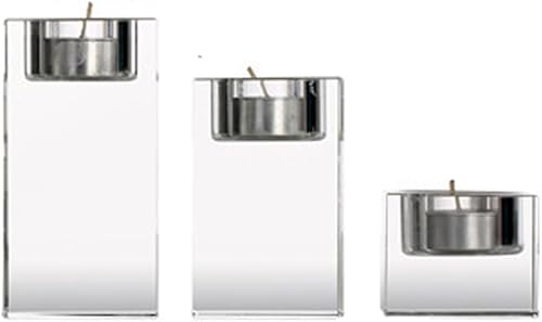 YXQ Juego de 3 candelabros orgánicos transparentes – Centros de mesa de velas modernos para mesa de comedor, sala de estar y decoración de chimenea