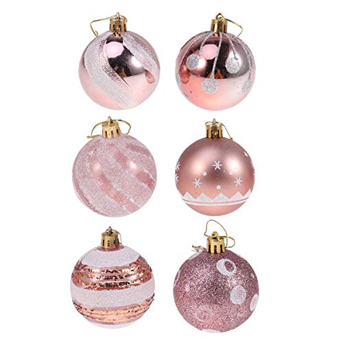 Conjunto de bolas para enfeites de árvore de Natal de 6 cm, ouro rosa, 24 peças
