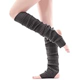 VIBILIA 31.5 Inch Leg Warmers Thigh High Socks Non-Slip Over Knee Footless Extra Long Stretchy Warm Winter Socks for Women Dance Yoga Skating - Gray
