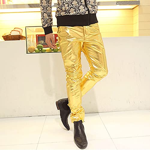 Sjwclys Men Cargo Pants With Pockets,Faux Leather Pants Loose Fit Long Retro Goth Slim Men's Pants Trousers Winter Autumn Punk Casual #TOP1