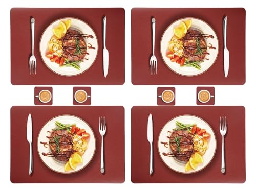 Sets de table imperméables LU lavables : lot de 4 protections table de cuisine