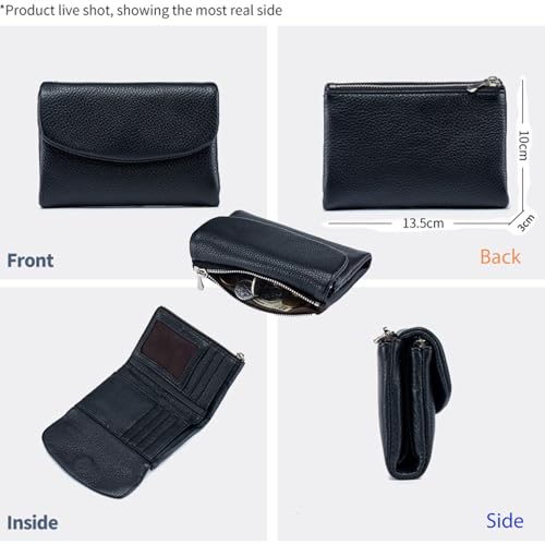 JoyfullyGo Unisex Pebble Real Leather RFID Wallet for Women & Men with Card Slots, Coin Purse & Cash Pocket, Genuine Leather Slim Minimalist Bifold Wallet (G)2