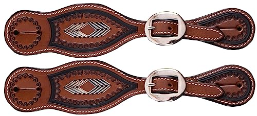 Showman Youth Embossed Argentina Cow Leather Spur Straps