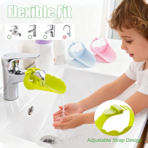 Image of Faucet Extender for Kitchen Sink and Bathtub, Universal PP Kids Hand Wash Faucet Extension Easy Install Toddler Bathroom Accessory (Green)
