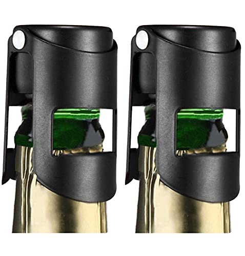 Comparison: Best Trudeau Sparkling Wine Stopper 6 HYZ Champagne Stoppers 2Pack - Stainless Steel Sparkling Wine Bottle Stopper with Pure Silicone Air Tight Seal - Professional Wine Saver for Champagne,Prosecco and Cava (Black)