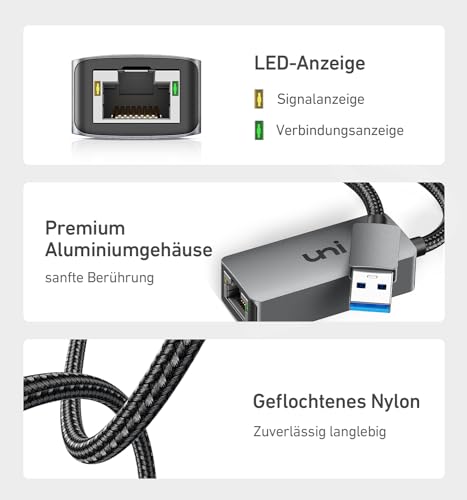 Netzwerkadapter uni USB Ethernet Adapter 3.0 1000Mbps LAN