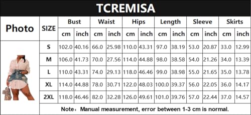 Women Patchwork Button Down Shirt Dress Skirts Outfits Long Sleeve Mini Shirt Dress Denim Skirt Sets White