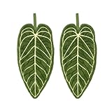 TILEBUCKS Green Leaf Hand Towels (2-Pack) – Botanical Kitchen Towels for Plant Lovers | Super Absorbent，Housewarming, Birthday