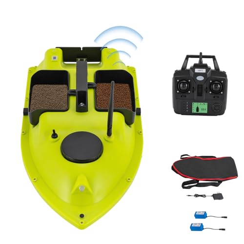 RC Fishing Bait Boat with GPS, Dual Motors, Automatic Return, LCD Screen & Light, Remote Control Fish Bait Boats for Surf Fishing with 4.4lbs Load Capacity, 2 x 5200mAh Batteries, 1968ft Range