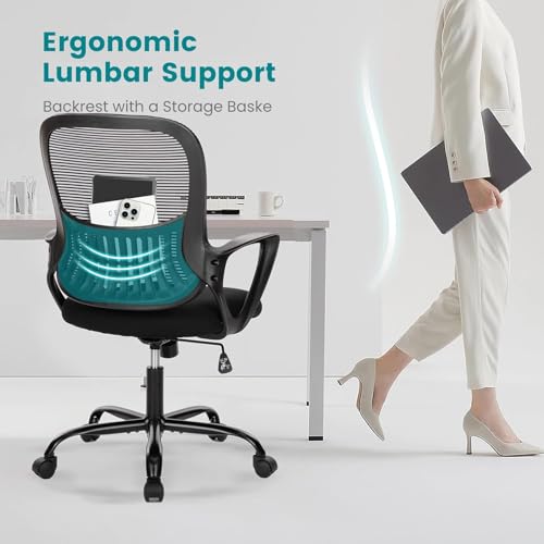 image for SMUG Home Office Computer Desk Chair - Ergonomic Mid-Back Mesh Swivel 