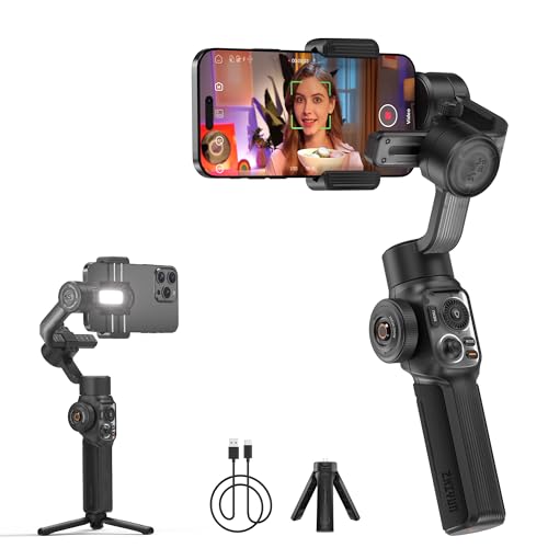 ZHIYUN Smooth-5S AI [Officiel] Stabilisateur Smartphone, Handy Gimbal à 3 Axes, avec Trépied,...