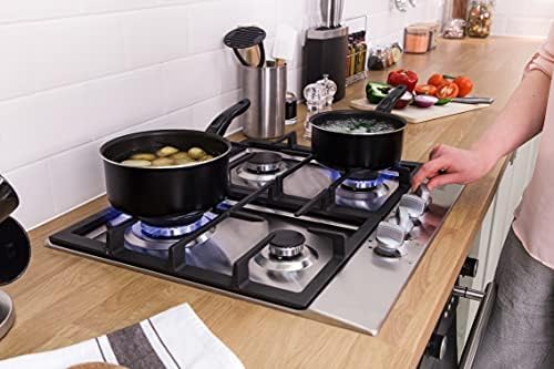 Russell Hobbs RH60GH402SS Stainless Steel 59cm Wide, 4 Burner Gas Hob, Free 2 Year Guarantee