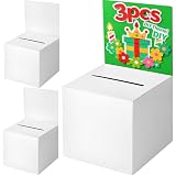 Ricalin 3-Pack White Raffle Ticket Box with Slot, DIY Events Card Box