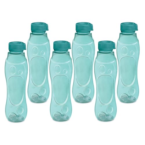 Milton Grammy Pet Water Bottle Set Of 6, 1 Litre Each, Blue | Bpa Free | Food Grade | Recyclable | Resuable | Sports | Gym | Home | Kitchen | Travel Bottle | Hiking | Treking | Reusable