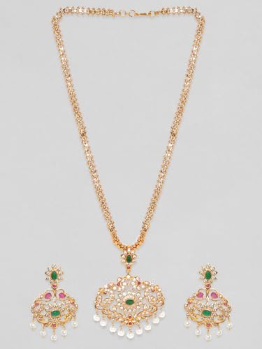 Image of Rubans American Diamond Zirconia Necklace Set Traditional Stylish Jewellery Gift for Women & Girls