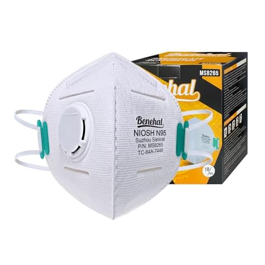 benehal NIOSH Approved 10pcs N95 masks for adults with Exhalation Valve 4-Layer Filtration Inside nose-clip, Adjustable Head Straps for Men, Women