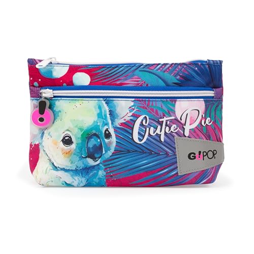 GO POP Maxi Bustina Sweet Jungle 2 Zip, Astuccio Piccolo Tigre Con Tirazip E Due Capienti Tasche Portapenne Bambina Per Elementari e Medie