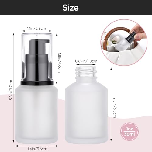 Image of Segbeauty 1oz Frosted Glass Travel Bottles for Lotion, 3pcs Matte Translucent Empty Essential Oil Bottle, 30ml Travel Size Skincare Containers, Cream Pump Bottle, Toiletry Bottles for Liquids