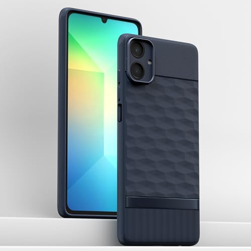 Image of Pikkme Back Cover for Samsung Galaxy A06 Camera Protection 3D Hexa Cube Design Silicone Protective Bumper Case (Blue)