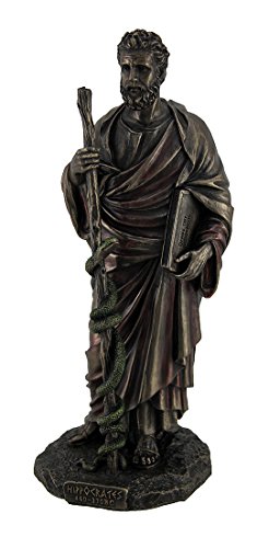 Estatua de Bronce de Hipócrates con Libro y Bastón