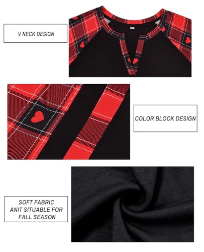 Image of CARCOS Plus Size Tops for Women Long Sleeve Fall Tunic Color Block Camo /Plaid /Leopard /Fall Blouse Crewneck Tshirt XL-5XL