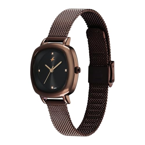 Image of Fastrack Stunners XI with Quartz Analog Black Dial Brown Stainless Steel Strap Watch for Women - 68065QM02