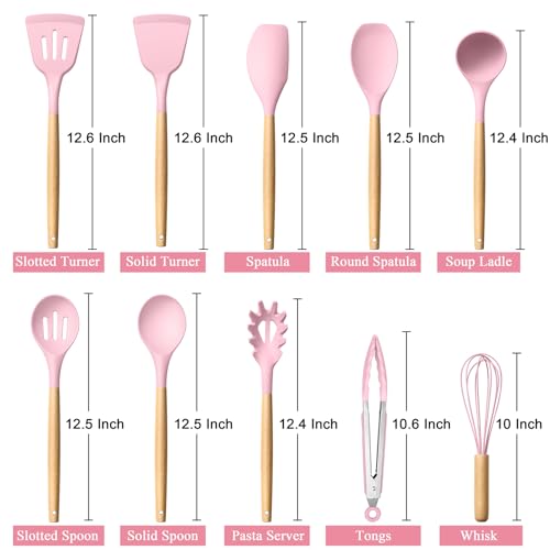HaWare 10-Piece Silicone Kitchen Utensil Set with Wooden Handles - Image 2