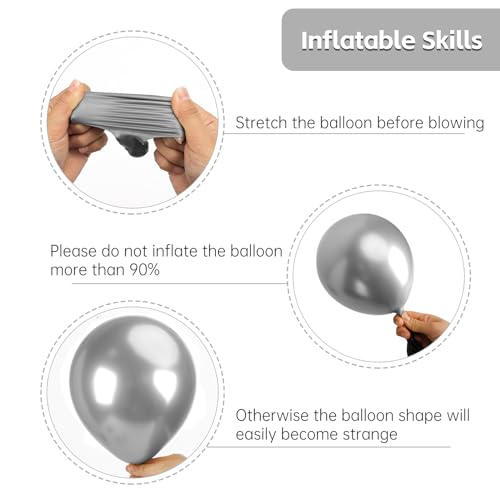 Image of RUBFAC Silver Balloons 129pcs Different Sizes 18 12 10 5 Inches Metallic Balloon Garland Arch Kit Disco Ball for Birthday Party Graduation Wedding Holiday Decoration
