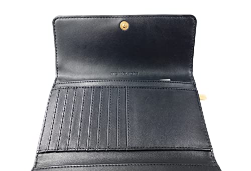 Michael Kors Jet Set Travel Large Trifold Wallet Vegan Leather (Black) #TOP2