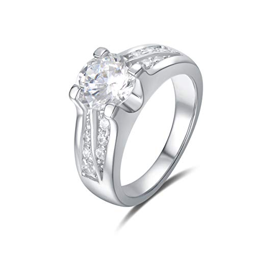 Bague argent 925 femme Quiges sertie de zirconium style rétro élégant