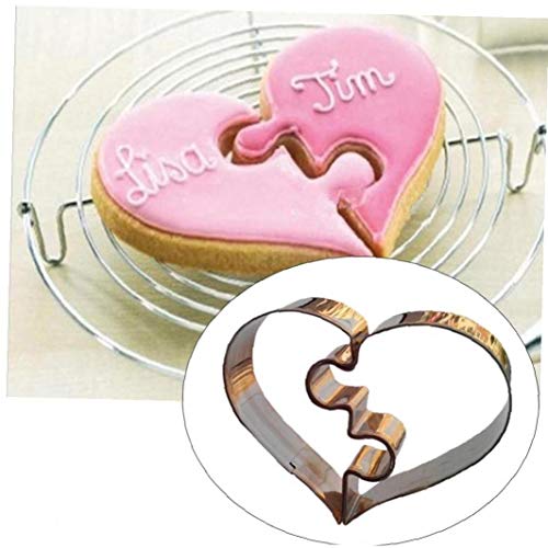 AMOYER 2 Stück Herzform Cutter Puzzle-Form-Plätzchen-Ausstecher Edelstahl-Backen-Form für Weihnachten, Geburtstag, Hochzeit Partei