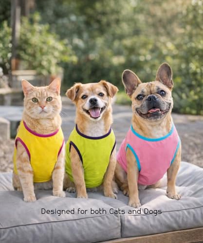 Image of CutiePaw T-Shirt for Dogs and Cats (Pack of 3) | Printed Pet T-Shirts | Dog T Shirts | Trendy Vest | Sleeveless Cotton Tshirt | Comfortable & Breathable Pet Clothing | Summer Tshirts