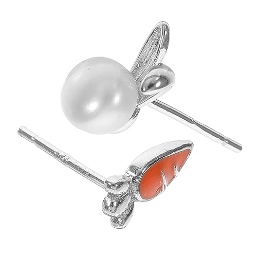 LIFKOME 1 Par Pendientes De Nabo De Conejo Peculiar Aretes De Aro Pendientes De Aro De Oro Juguetes Pendientes De Pascua Para Mujer Pendientes De Conejo Para Mujer Plata Silver