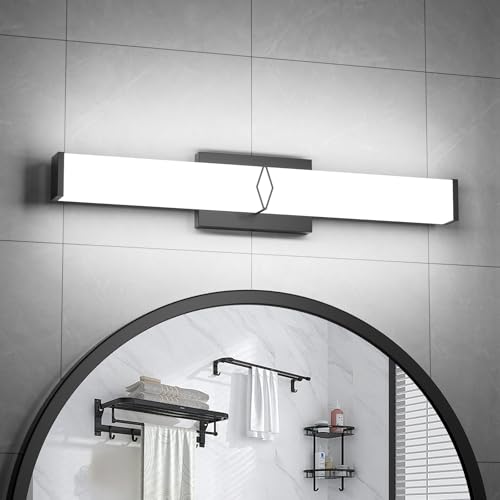 Image of Modern Bathroom Light Fixtures, 24inch Dimmable LED Bathroom Vanity Lights Over Mirror, 25W 2700LM 5CCT Black Vanity Lighting Fixtures for Mirror,ETL Certified