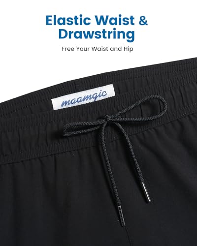 Image of maamgic 5inch Mens Swimming Trunks with Compression Liner 2-in-1 Swim Trunks Stretch Quick Dry Swim Shorts Zipper Pockets