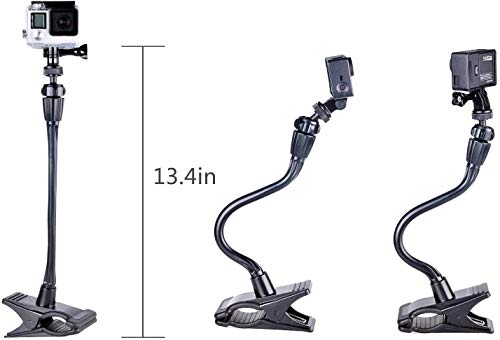 Smatree® Verstellbare Jaws Flex Klemmhalterung mit 13,4" Schwanenhals-Erweiterung für GoPro Hero 2018/Hero 11/10/9/8/7/6/5/4/3/3+/2/1,Session/für Kompaktkameras(1/4" Gewinde). – Bild 5