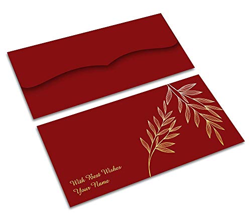Image of Brown Cloud Customized Exclusive Designer Velvet RED Card Emboss Gloss Printed Shagun /Money /Gift Envelope /Cover /Lifafa for Gift /Festival with Personalized Text Message /Name (Pack of 10)