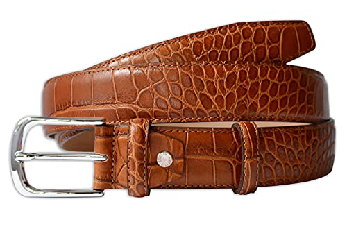 Mens Crocodile Pattern Italian Leather Belt