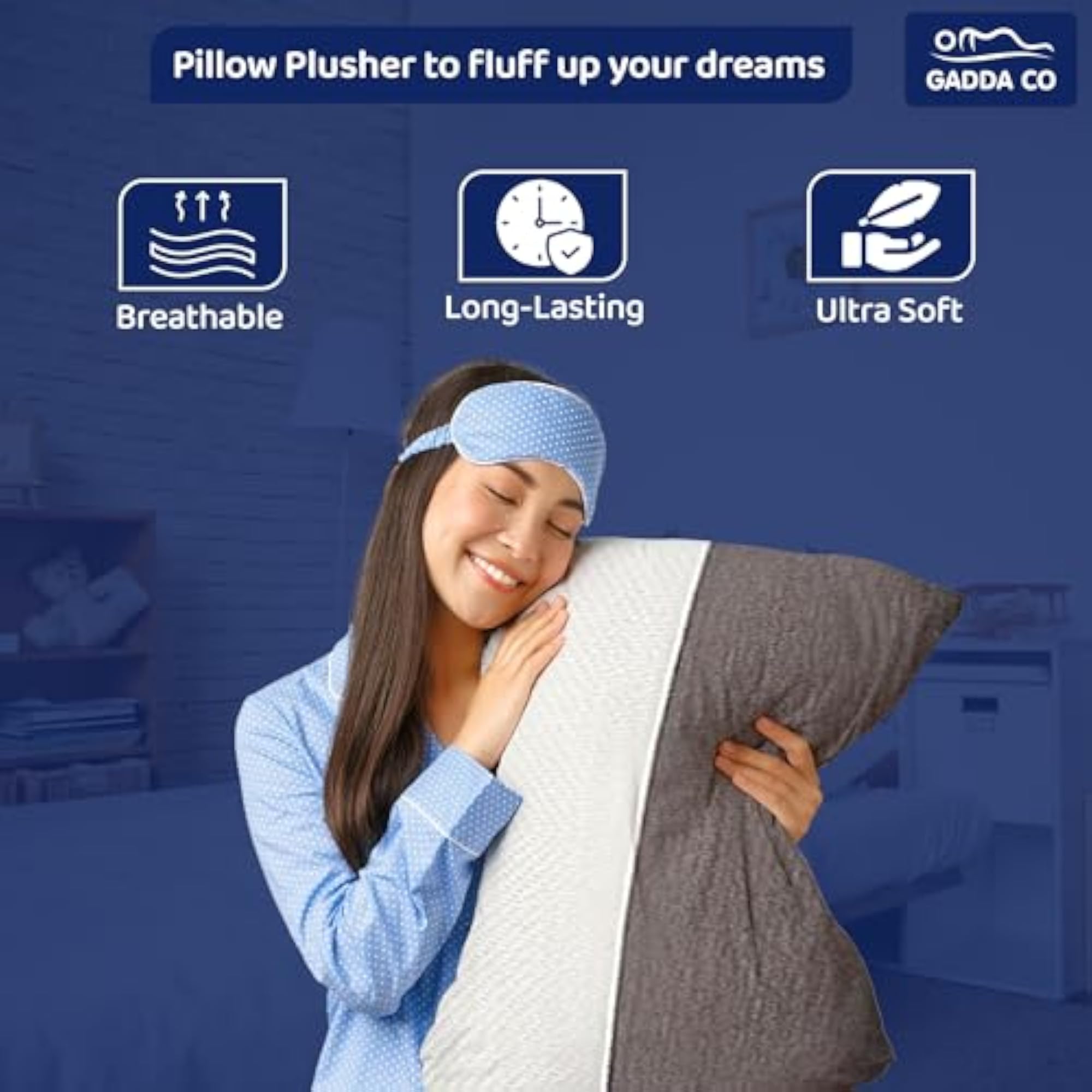 Hollow Sleeping Fiber Pillow with Zip, Height Adjustable, Soft and Fluffy