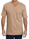 Wihion Mens Short Sleeve Pocket T-Shirts Casual Cotton V Neck Tee Tops Khaki