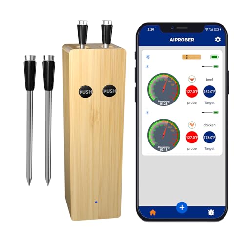 New 500FT Smart Wireless Meat Thermometer APP Control Bluetooth Wireless Digital Cooking Thermometer for Grilling and Smoking/BBQ/Oven/Smoker/Air Fryer/Stove (2*Probe) New 500FT Smart Wireless Meat Thermometer APP Control Bluetooth Wireless Digital Cooking Thermometer for Grilling and Smoking/BBQ/Oven/Smoker/Air Fryer/Stove (2*Probe)