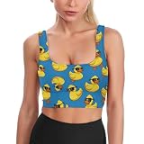velumair Ducks with Sunglasses Blue Womens Sports Bras Yoga Bra Padded Gym Bras for Women Workout Running Cycling Gym M