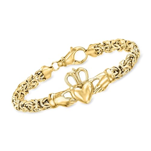 Ross-Simons 18kt Gold Over Sterling Claddagh Byzantine Bracelet