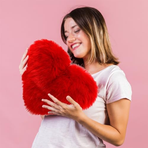 Image of Red Heart Pillow | Ultra Soft Plush Stuffed Toy | Cute Hugging Pillow | Gift for Kids Boys Girls